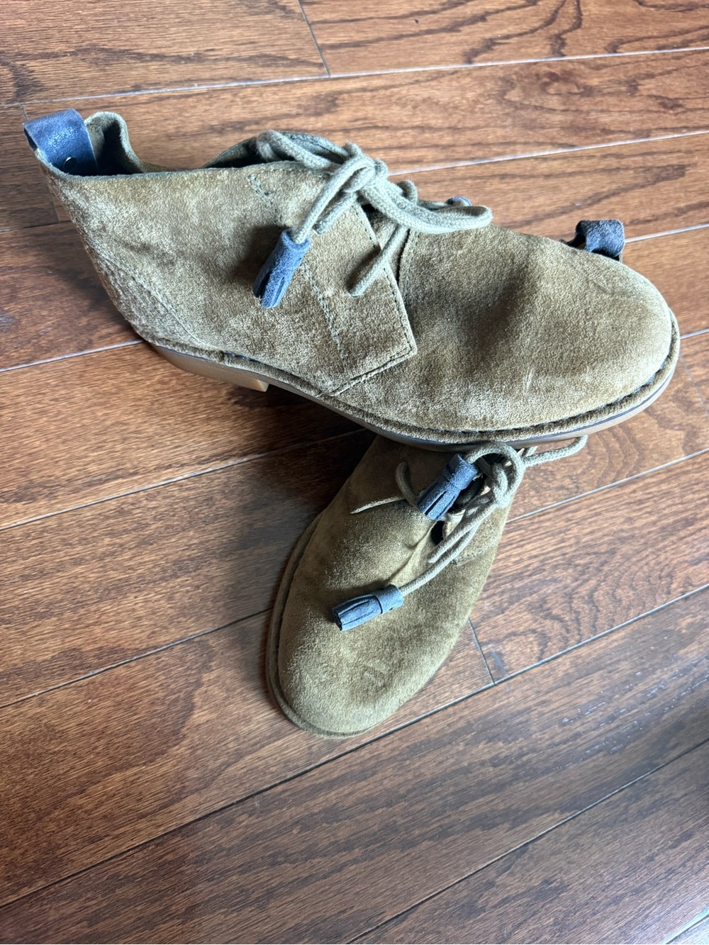 Hush Puppies Olive Green Suede Ankle Boots 6.5 Wide US Women